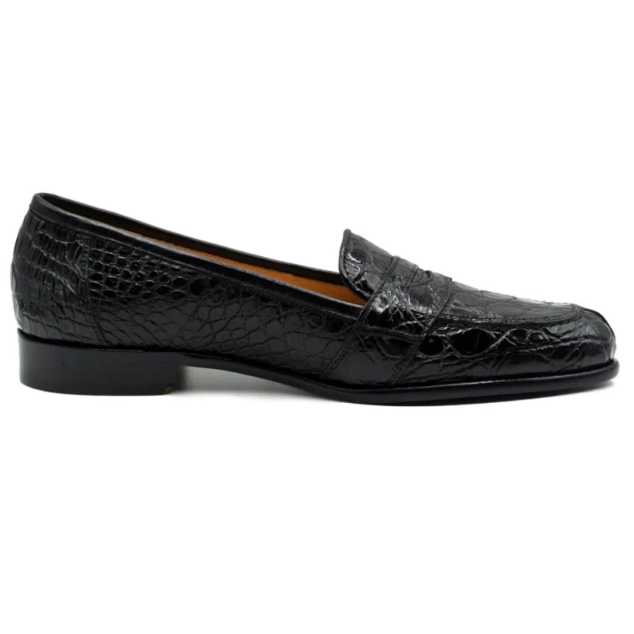 Zelli 100% Caiman Crocodile Italian Penny Loafer - Black 2 Zelli 100% Caiman Crocodile Italian Penny Loafer - Black - Image 2