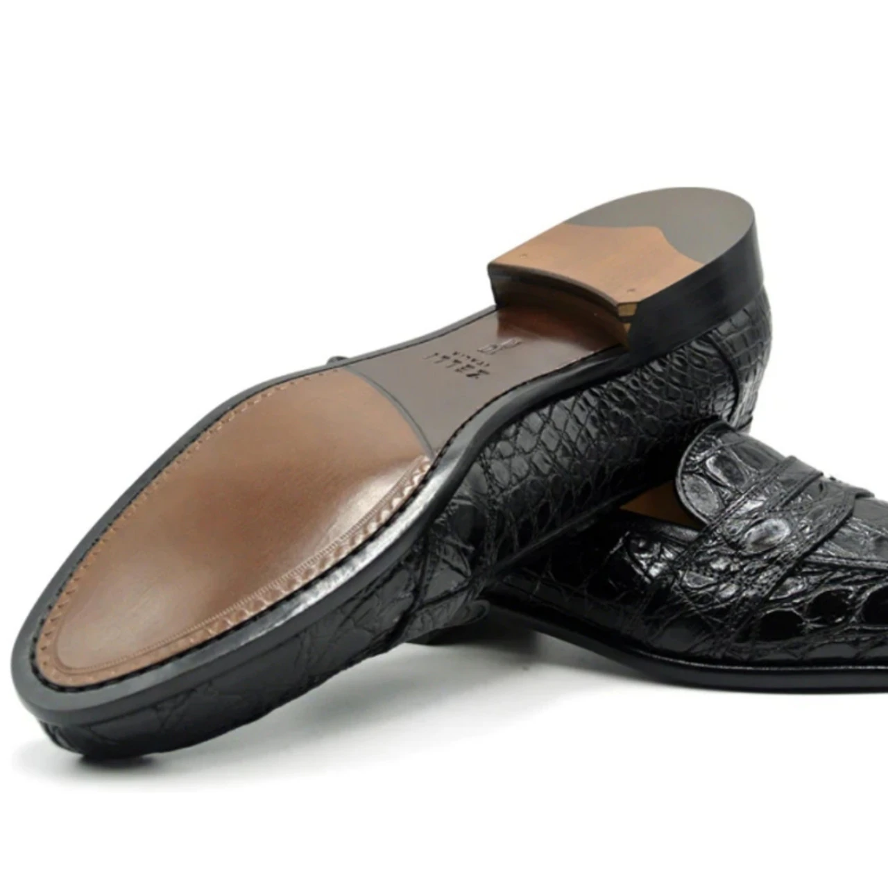 Zelli 100% Caiman Crocodile Italian Penny Loafer - Black 4 Zelli 100% Caiman Crocodile Italian Penny Loafer - Black - Image 4