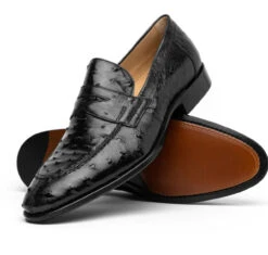 Zelli Italian Long Toe Penny Loafer In Genuine Ostrich Quill -Suit Discount Store ZEL OST 13 500 b 86733.1676659766