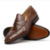 Zelli Italian Long Toe Penny Loafer In Genuine Ostrich Quill