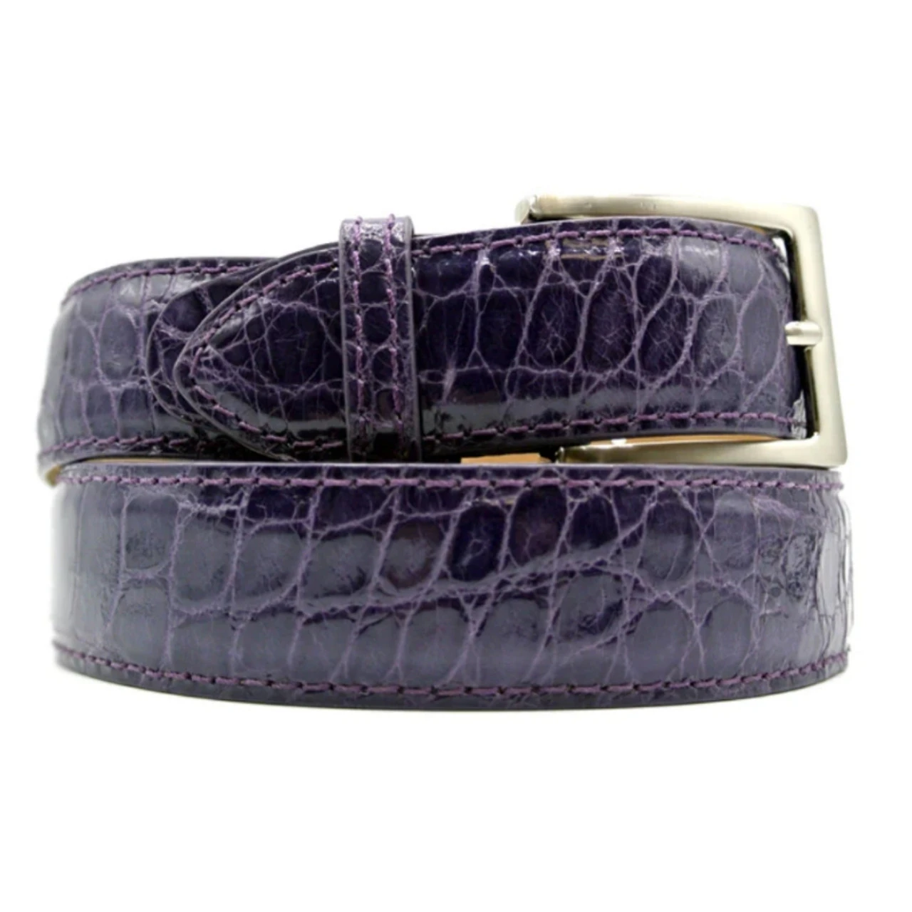 Zelli Genuine Alligator Dress Belt - Purple 1 Zelli Genuine Alligator Dress Belt - Purple