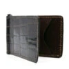 Zelli Genuine Alligator Bi-Fold Money Clip - Dark Brown