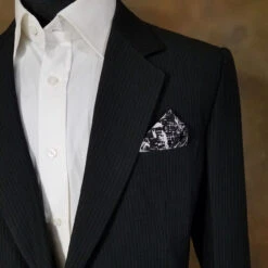 100% Silk Pre-Folded Point Design Pocket Square Insert - Black & White Floral -Suit Discount Store blackfloral point2 79805.1643134084