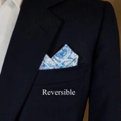 Blue Paisley 100% Cotton Pre-Folded Pocket Square Handkerchief Insert - 2 Point -Suit Discount Store blue paisley 5 93670.1680126687