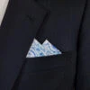 Blue Paisley 100% Cotton Pre-Folded Pocket Square Handkerchief Insert - 2 Point