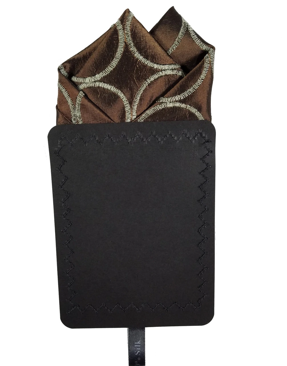 100% Silk Bronze Stitch Circles Pre-Folded Pocket Square Insert 5 100% Silk Bronze Stitch Circles Pre-Folded Pocket Square Insert - Image 5