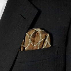 Bronze 100% Silk Dupioni Embroidered Pre-Folded Pocket Square Insert