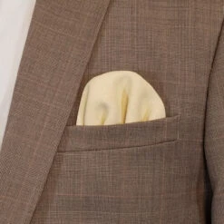 Men's Buttercream 100% Linen Pre-Folded Pocket Square Insert - Fan Design