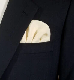 Cream 100% Silk Charmeuse Pre-Folded Pocket Square Insert