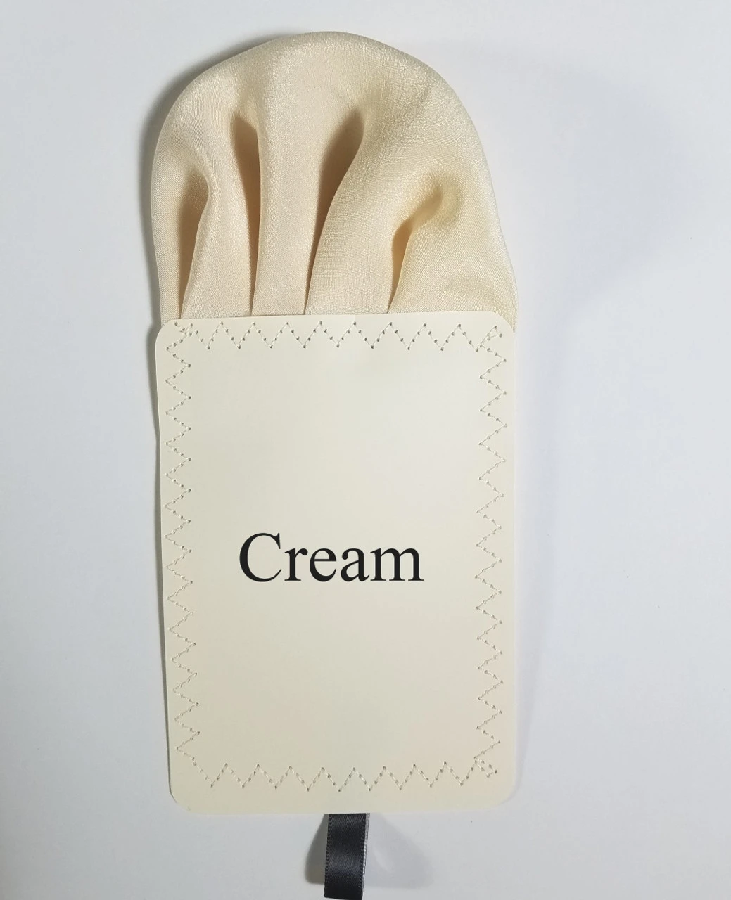 Cream 100% Silk Charmeuse Pre-Folded Pocket Square Insert 5 Cream 100% Silk Charmeuse Pre-Folded Pocket Square Insert - Image 5