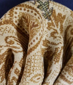 Silk Blend Pre-Folded Fan Design Pocket Square Insert - Gold & Brown -Suit Discount Store goldrayon silk 5 62815.1646153648