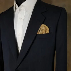 Silk Blend Pre-Folded Fan Design Pocket Square Insert - Gold & Brown -Suit Discount Store goldrayon silk 96961.1646153680