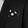 Large White Dots On Black 100% Cotton Pre-Folded Pocket Square Handkerchief Insert - 2 Point