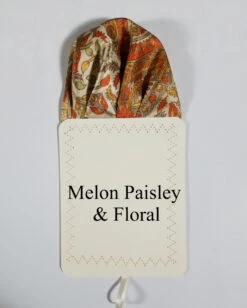 Silk Pre-Folded Fan Design Pocket Square Insert - Melon Orange Floral -Suit Discount Store orangepaisley floral 3 73626.1644525754