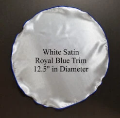 White Satin 2-in-1 Pouf Round Pocket Square With Royal Blue Trim -Suit Discount Store royal 4 40895.1678993792