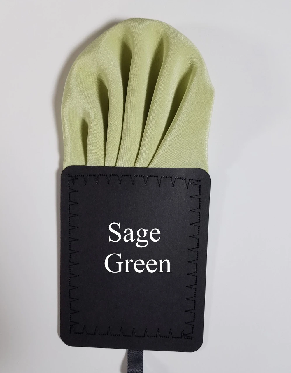 Sage Green 100% Silk Pre-Folded Pocket Square Insert 3 Sage Green 100% Silk Pre-Folded Pocket Square Insert - Image 3