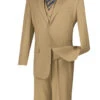 Vinci 2-Button Classic Suit With Vest - Khaki - X-Long