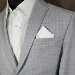 Men's Winter White 100% Linen Pre-Folded Pocket Square Insert - Point Design -Suit Discount Store white linen 79156.1643133065